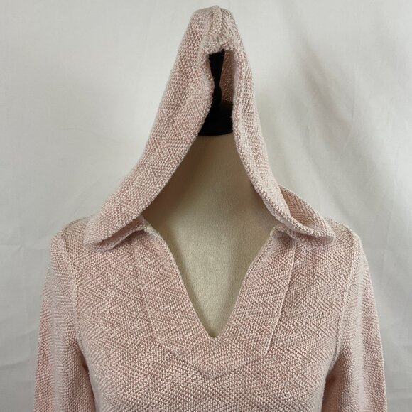Faherty Hooded Top S Pale Pink Long Sleeve V-Neck Kangaroo Pocket - Picture 2 of 11